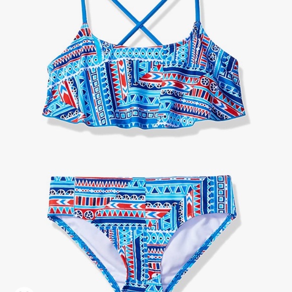 Kanu Surf Girls' Big Alania Floral Banded Tankini Beach Sport 2-Piece Swimsuit, Aqua, 12 in Dubai - UAE | Tankini Sets